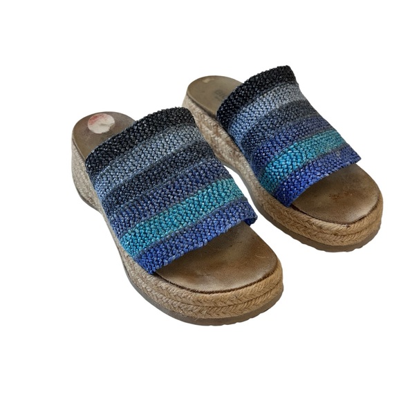 Biostep Shoes - Biostep Platform Espadrille Sandals Made in Spain Blue Woven Upper Sz 7
